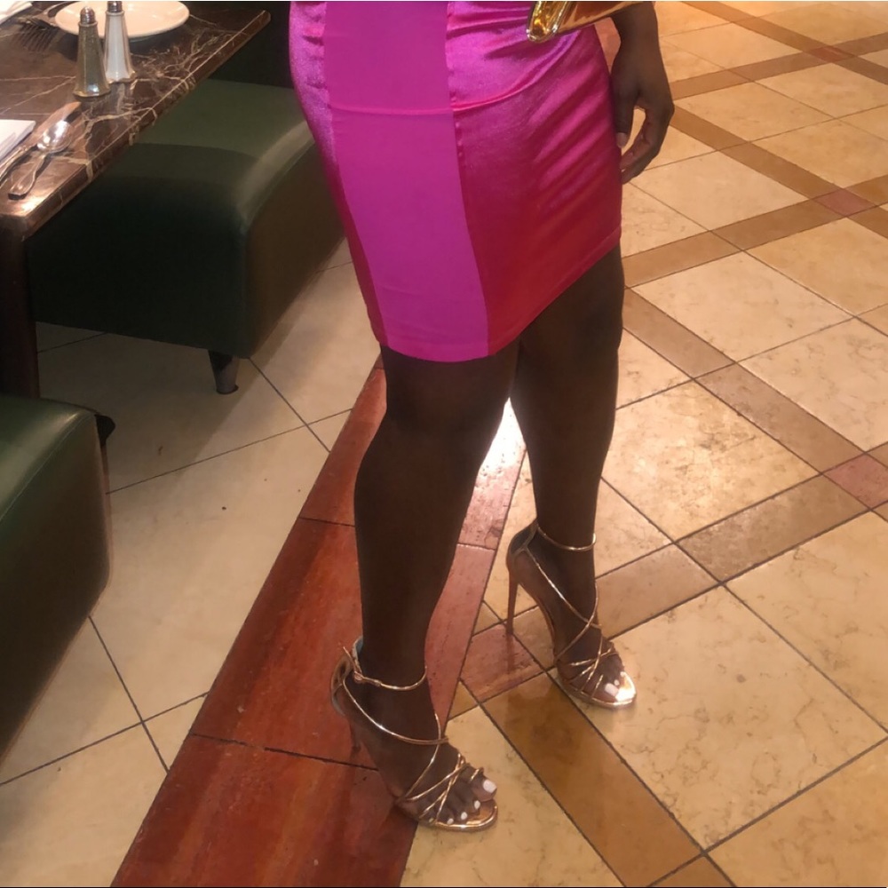 Silk Pink Dress With Rose Gold Sandals